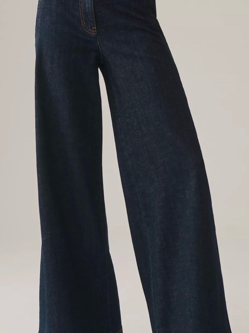 Maeve Deep Indigo Wide-Leg Denim Jeans with Scalloped Side Seam